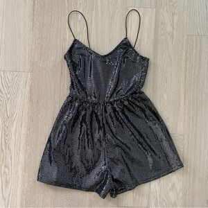Divided Silver/black Sequin Romper - XS